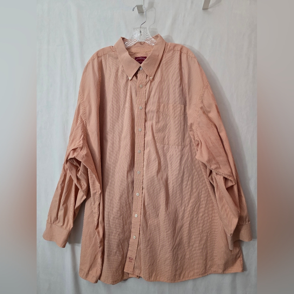 Rochester Button Down Mens Long Sleeve 5XL Red Yellow Striped Shirt